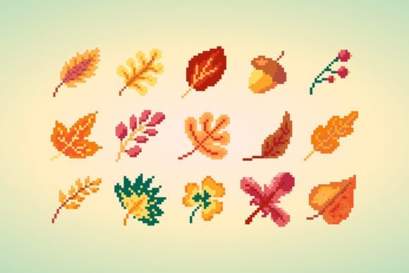 Autumn Pixel Leaves Graphics