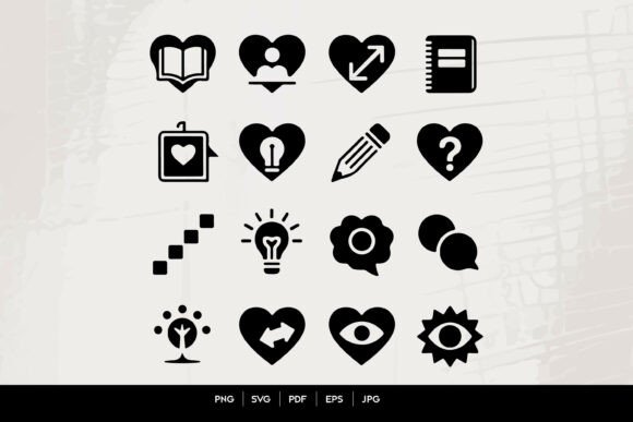 Black Education and Idea Icons Set for Graphics and Crafts