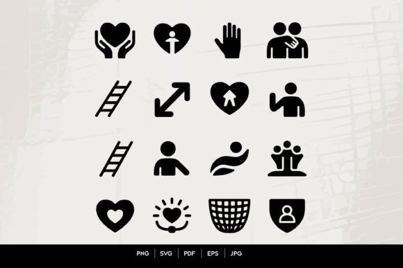 Black Human Interaction Icons Set for Modern Branding