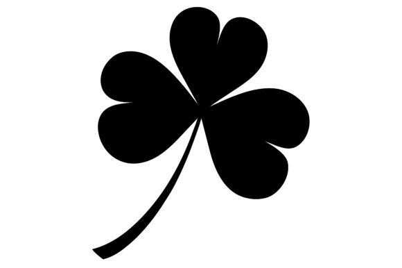 Clover Leaf Clip Art Black Silhouette Graphics for Crafts