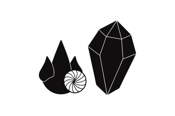 Crystal Rock Clip Art Black Silhouette Graphics for Crafts