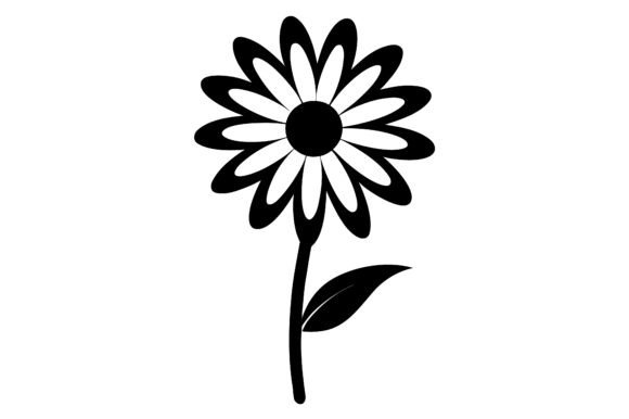 Daisy Clip Art Black Silhouette Line Art Graphics for Crafts