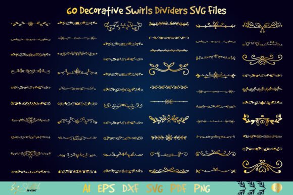 Decorative Swirls Dividers SVG: Graphics for Elegant Decorative Elements