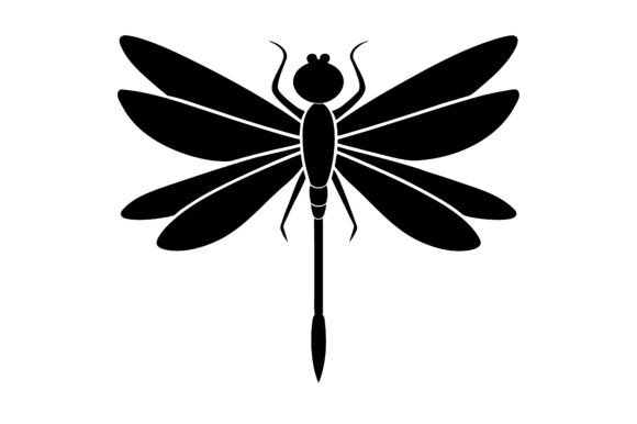 Dragonfly Clip Art Black Silhouette for Graphics and Crafts