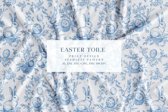 Easter Blue Toile Graphics for Branding