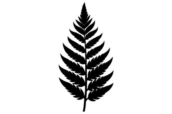 Fern Leaf Clip Art Black Silhouette Graphics for Crafts