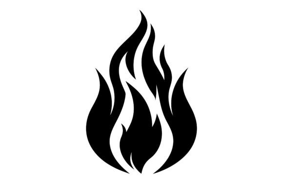 Fire Flame Clip Art Black Silhouette for Crafts and Graphics