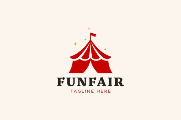 Funfair Logo Striped Circus Tent Festive
