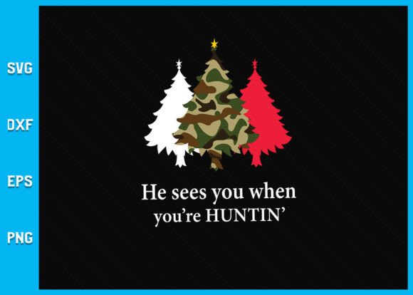 Funny Camo Christmas Tree Hunting Graphics for Crafts