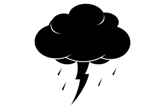 Hail Storm Clip Art Black Silhouette for Crafts and Graphics