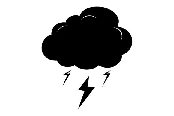 Hail Storm Clip Art Black Silhouette for Graphics and Crafts