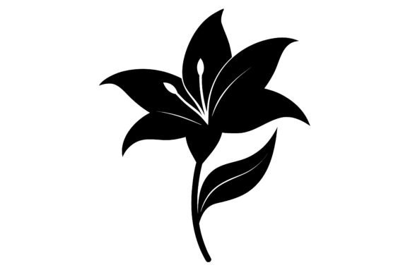 Lily Clip Art Black Silhouette Line Art Graphics for Crafts