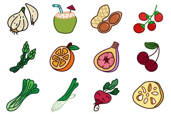 Line Style Colored Vegetable Icons