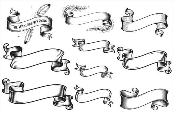 Modern Ribbon Logos for Graphics and Crafts