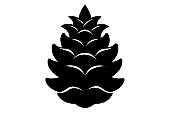 Pine Cone Clip Art Black Silhouette Graphics for Crafts