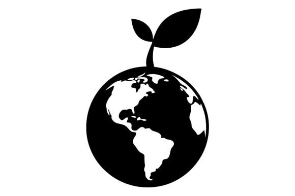 Planet Earth with a Sprouting Leaf Graphic for Crafts