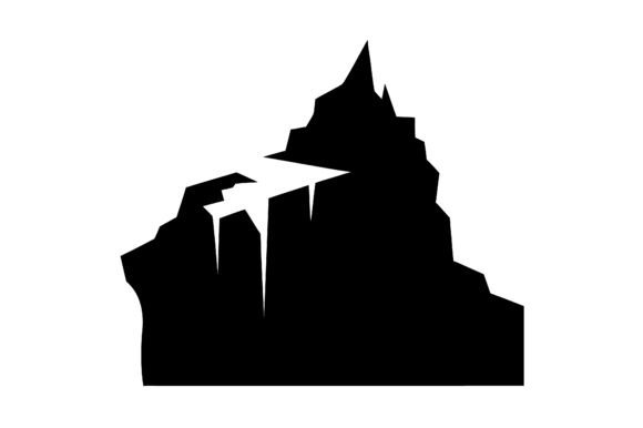 Rocky Cliff Clip Art Black Silhouette Graphics for Crafts