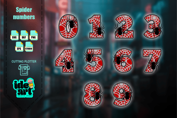 Spider Numbers Graphics for Creative Crafts