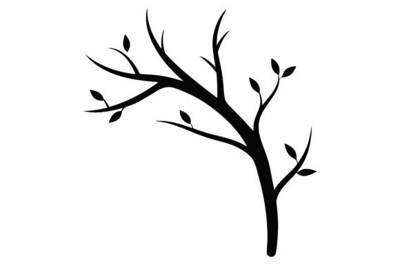 Tree Branch Clip Art Black Silhouette for Graphics and Crafts