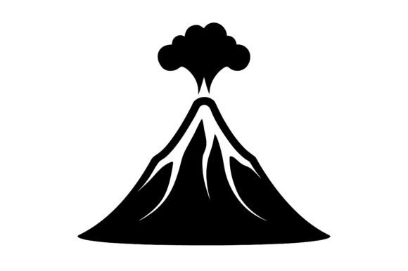 Volcano Clip Art Black Silhouette Graphics for Crafts