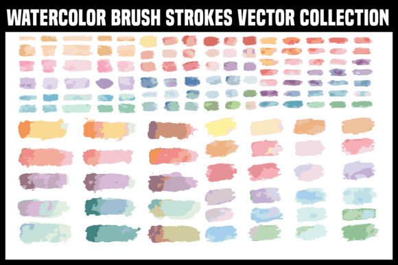 Watercolor Brush Strokes Vector Bundle